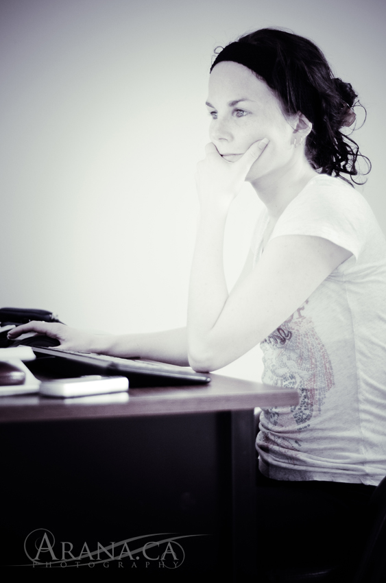 Sitting at the computer